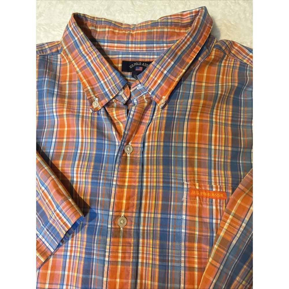 US Polo Association Mens Plaid Button Down Short Sleeve Shirt Size 2xl